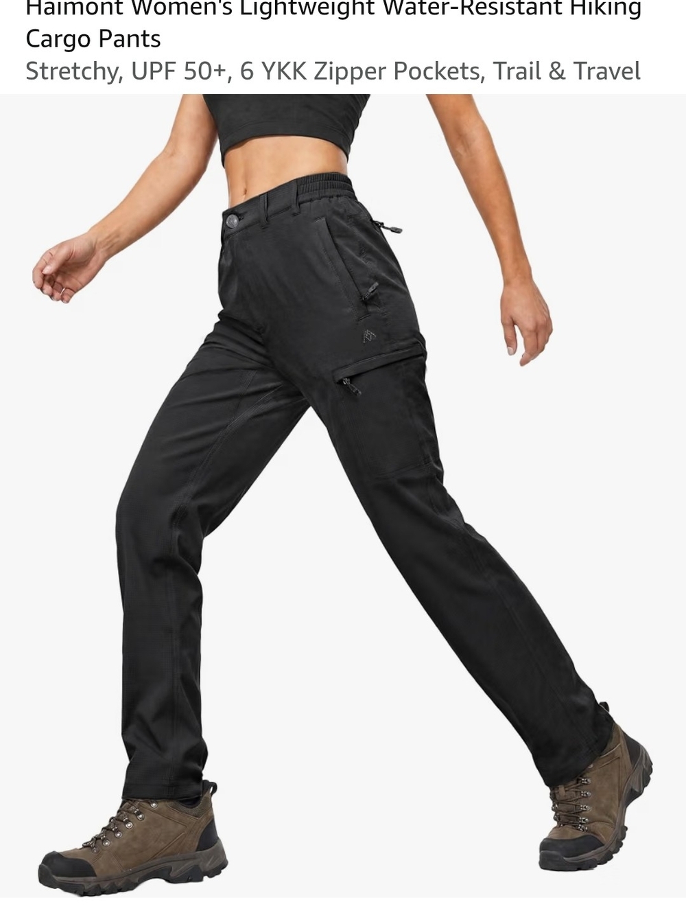 Women's Black Lightweight Hiking Cargo Pants